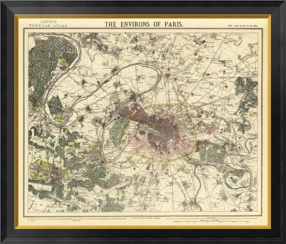 "Environs Paris, 1883" Framed Canvas Giclee by Letts Son and Co., 34x29"