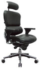 Modern Office Chair, Plush Leather Seat With Lumbar Support & Headrest, Black