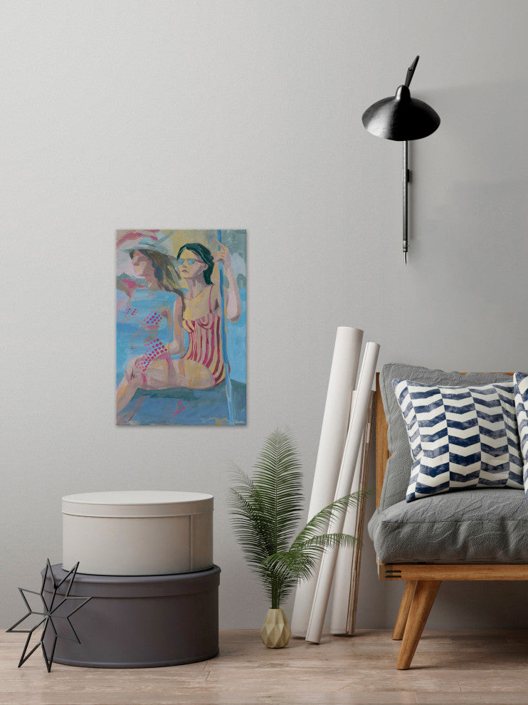 "Dots and Stripes" Painting Print on Wrapped Canvas, 40"x60"