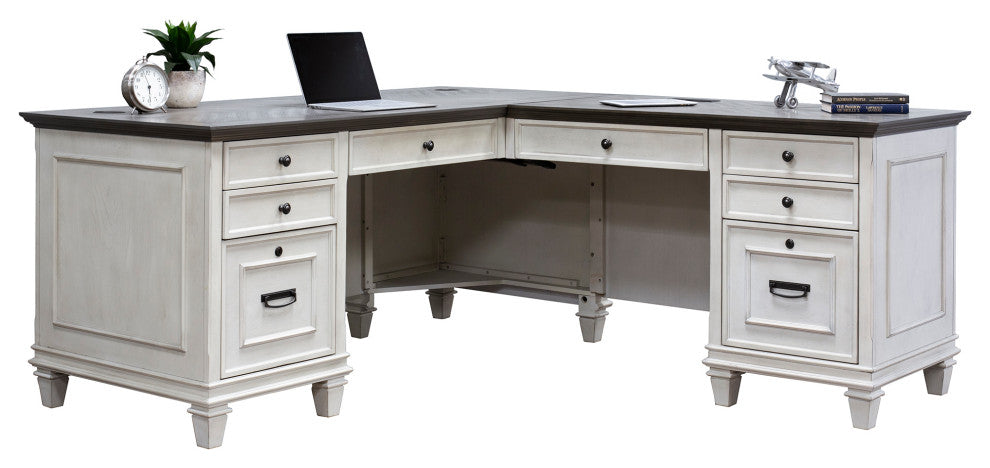Martin Furniture Hartford L-Shaped Desk, White