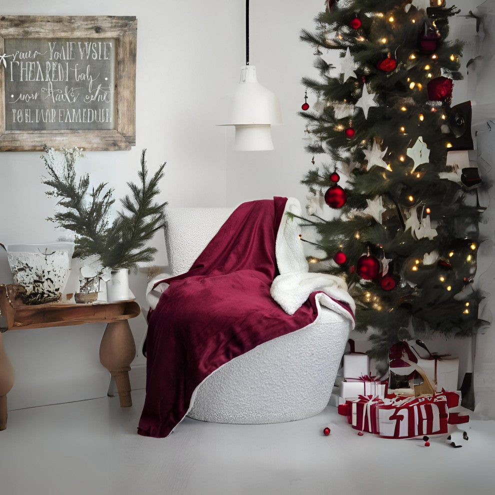 Tache Holiday Red Super Soft Warm Sherpa Micro Fleece Throw Blanket, 50"x60"