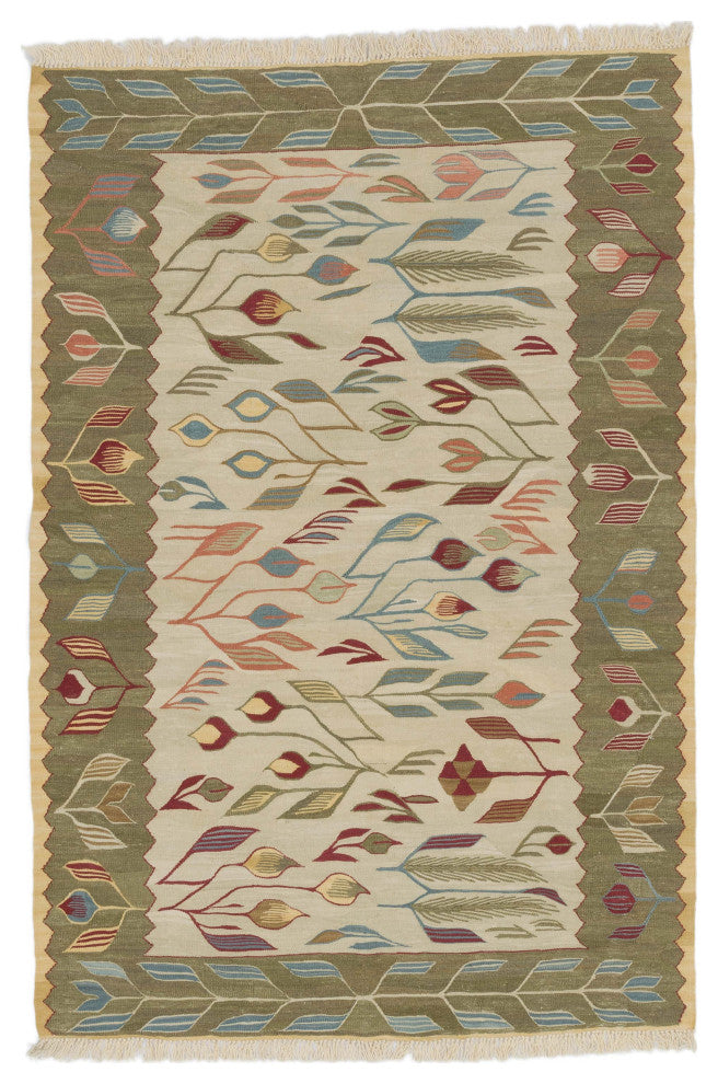 New Handwoven Turkish Kilim Rug 3' 11" x 5' 10", 47 in. x 70 in.