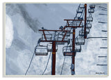 Ski Lift Blue Sky Painting, 10"x15"