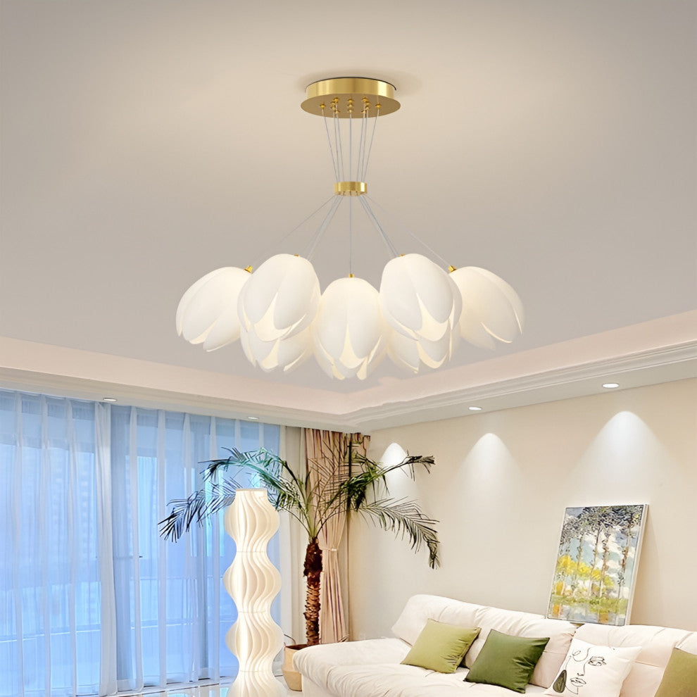 Idro | Modern Ceiling Chandelier in the Shape of Flower for Bedroom, Dining Room, 13 Heads, Trichromatic Light