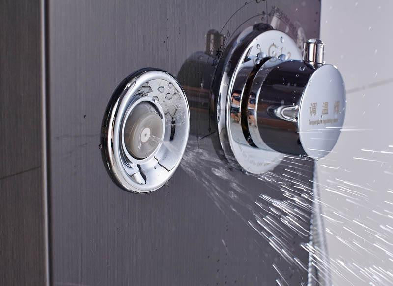 Stainless Steel LED Shower Panel With Massage Jets Waterfall Rainfall