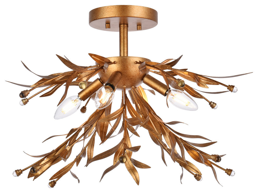 Piper 18.5" Flush Mount, Gold Leaf