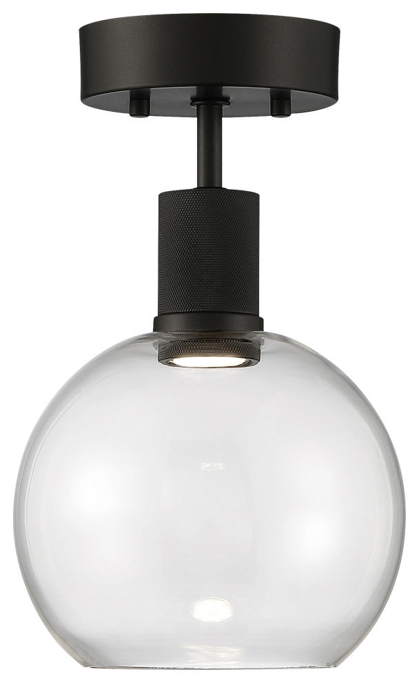 Access Lighting 63148LEDD/CLR Port Nine 8"W LED Semi-Flush Globe - Matte Black