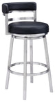 Titana 30" Bar Height Swivel Black Faux Leather Bar Stool