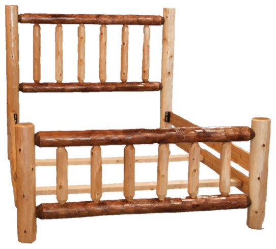 Two-Tone White Cedar Log Standard Bed, Queen