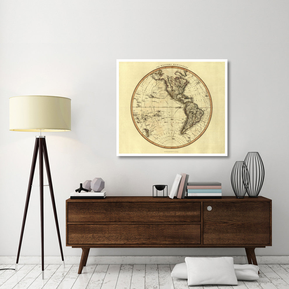 "Western Hemisphere, 1799" Digital Paper Print by John Cary, 46"x40"
