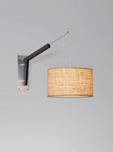 Talea 1-Light Articulate Wall Sconce, Dark Walnut/Burlap Shade, Aluminum Backplate
