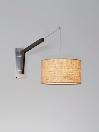 Talea 1-Light Articulate Wall Sconce, Dark Walnut/Burlap Shade, Aluminum Backplate