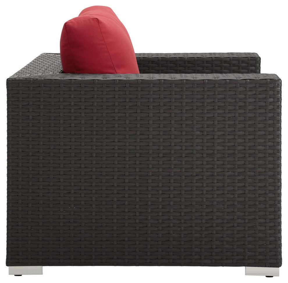 Sojourn Outdoor Patio Sunbrella Armchair, Canvas Red