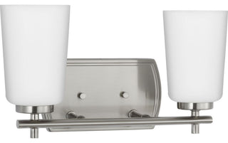 Adley Collection Two-Light Brushed Nickel Etched Opal Glass Bath Vanity Light