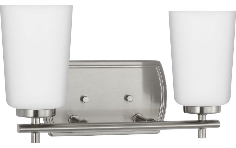 Adley Collection Two-Light Brushed Nickel Etched Opal Glass Bath Vanity Light