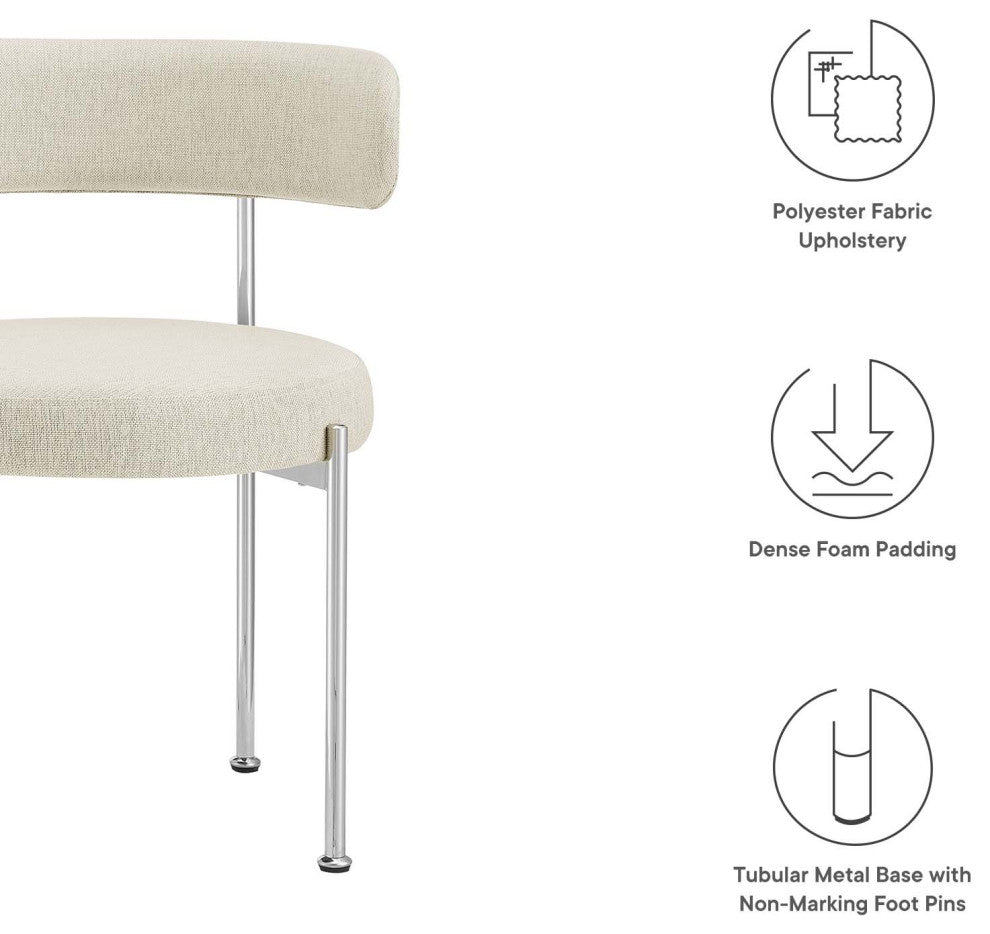 Albie Fabric Dining Chairs - Set of 2 - Beige Silver
