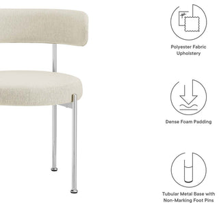 Albie Fabric Dining Chairs - Set of 2 - Beige Silver