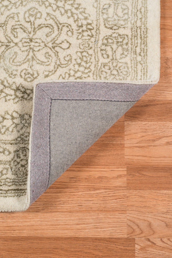 5" X8" X 0.5" Ivory White Wool Area Rug
