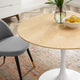 40" Dining Table, Round, Natural Brown White, Metal, Modern, Hospitality