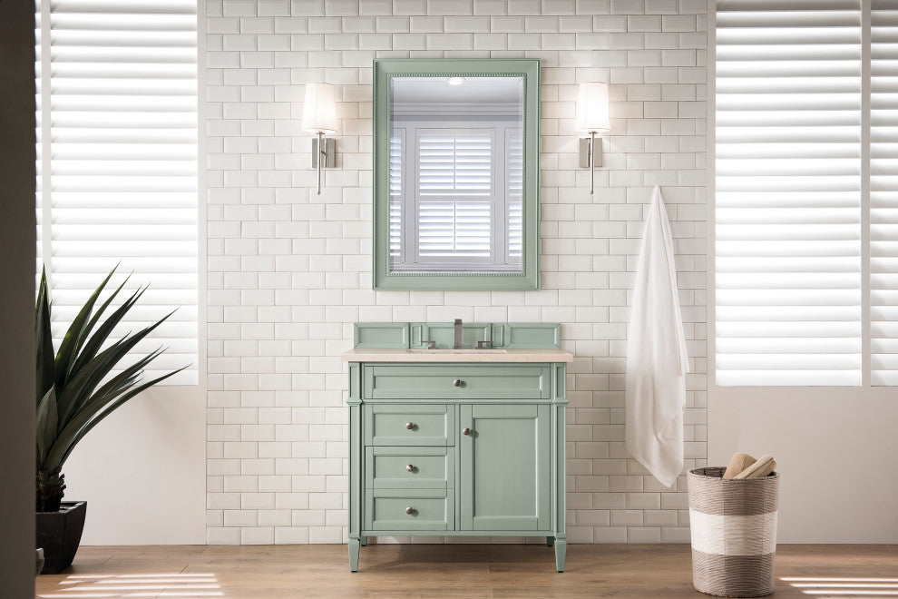 Brittany 36" Sage Green Single Vanity w/ 3 CM Eternal Marfil Quartz Top