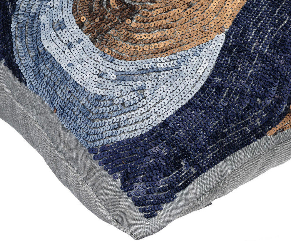 Blue Rectangular Pillow Covers 12"x20" Silk, Turn Blue to Gold