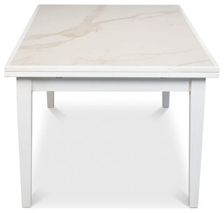 Rectangular White Extension Dining Table Seats 10 People
