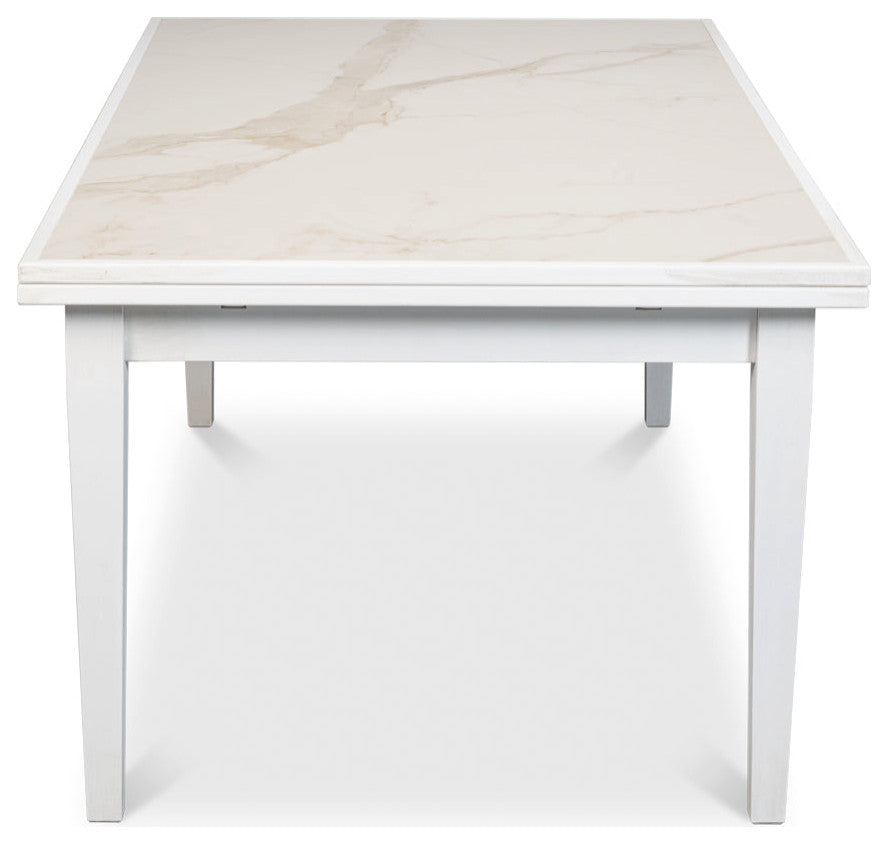 Rectangular White Extension Dining Table Seats 10 People