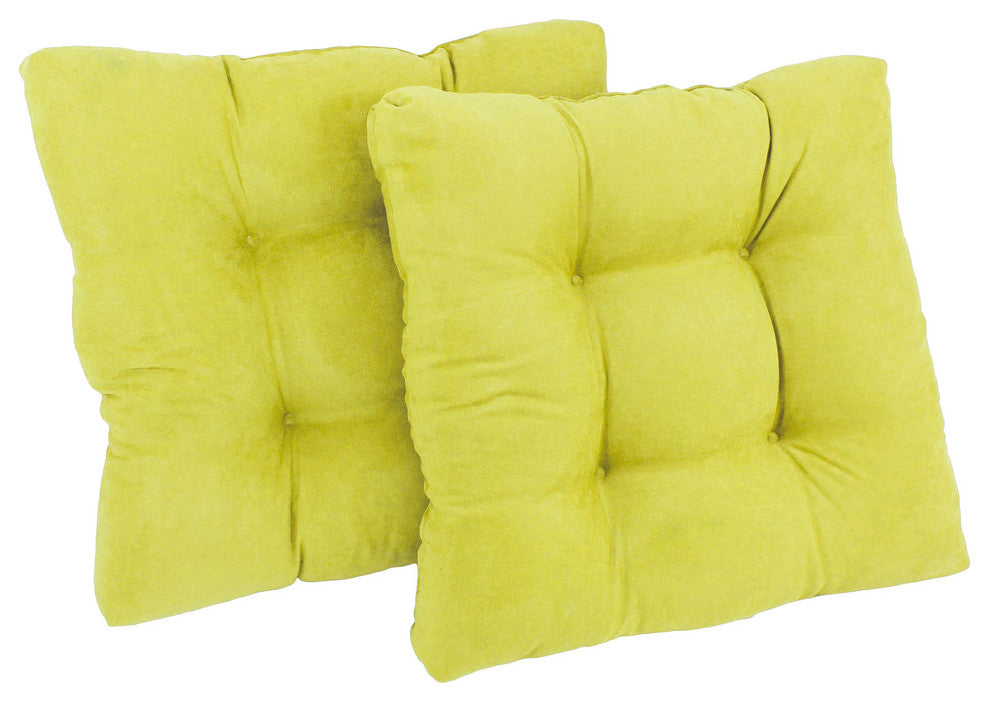 19" Squared Microsuede Tufted Dining Chair Cushion, Set of 2, Mojito Lime