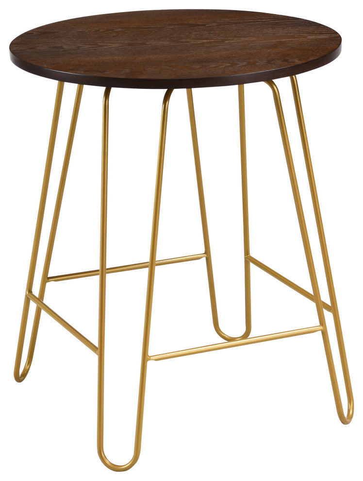 Ethan 20 In Round Side Table, Elm and Gold