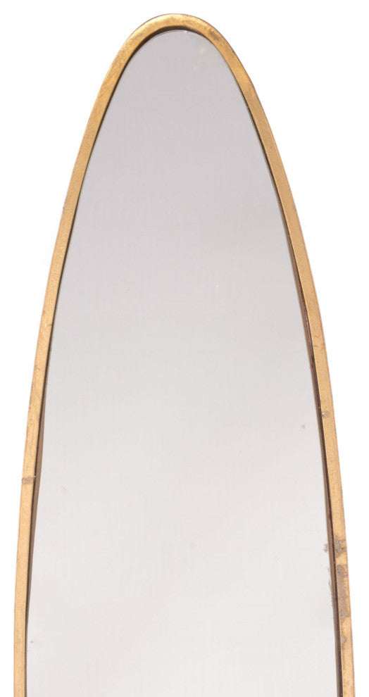 Frame Wall Mirror, Oval, Glass, Steel Metal, Gold, Bedroom Living
