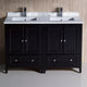 48" Oxford Double Sink Bathroom Cabinet, Base: Espresso, With Top and Sink