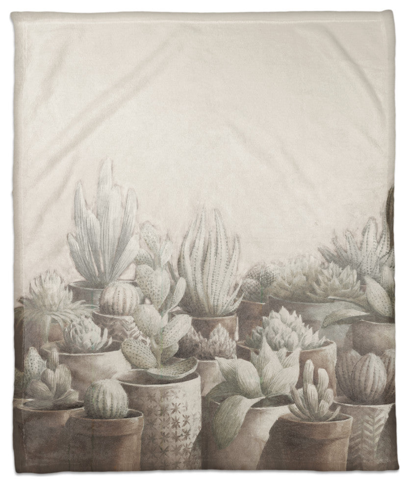 Potted Cacti 50x60 Coral Fleece Blanket