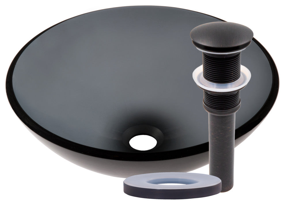 Nera Glass Vessel Sink and Drain, Oil Rubbed Bronze
