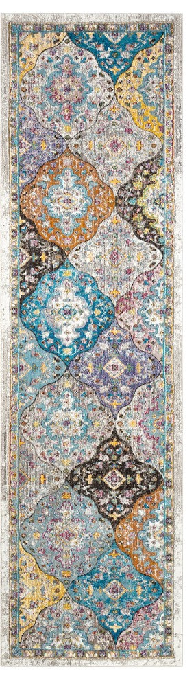 Bleecker St Gaia Multi Bohemian Vintage Floral Border Rug, 2''7"x9''6" Runner
