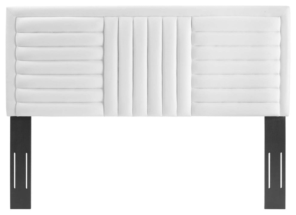 Believe Channel Tufted Performance Velvet Twin Headboard, White