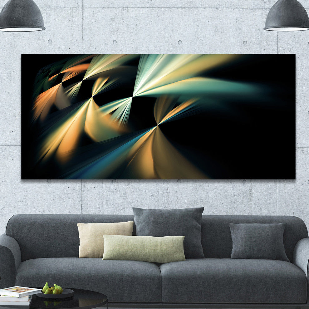 Floating Abstract Fractal Designs, Oversized Abstract Canvas Art Print, 60x28
