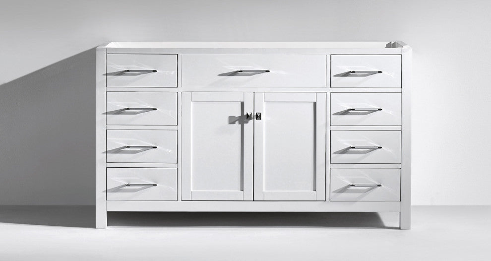Caroline Bath Vanity, White, 60'', Single Sink, Cabinet only