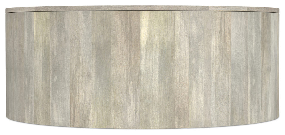 Millbury Solid Mango Wood Drum Coffee Table, White Wash