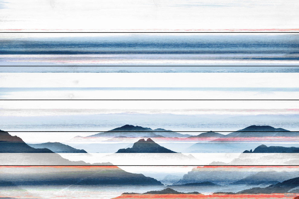 "Hidden Blue Mountains" Print on White Wood, 60"x40"