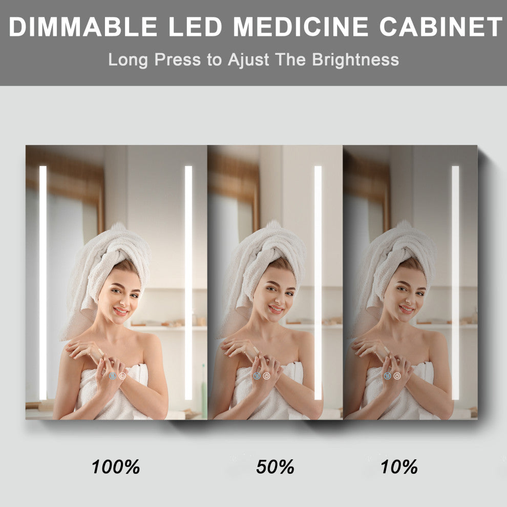 40 in.W x 30 in. H Aluminum Surface Mounted LED Medicine Cabinet with Doors