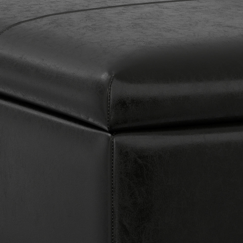 Gabbie Square Coffee Table Storage Ottoman, Midnight Black