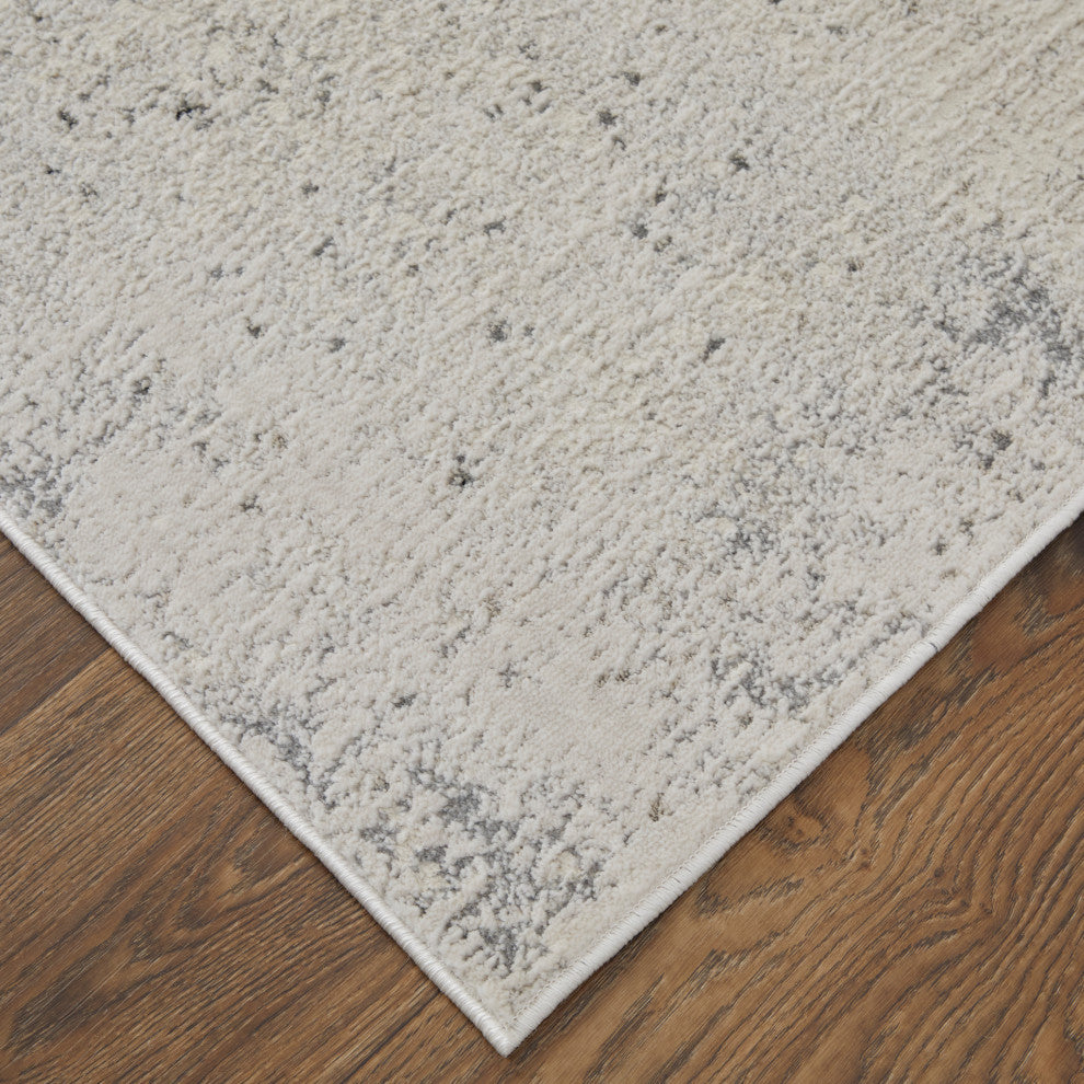 Oria Industrial Abstract Area Rug, Ivory/Gray/Black, 8'x10'