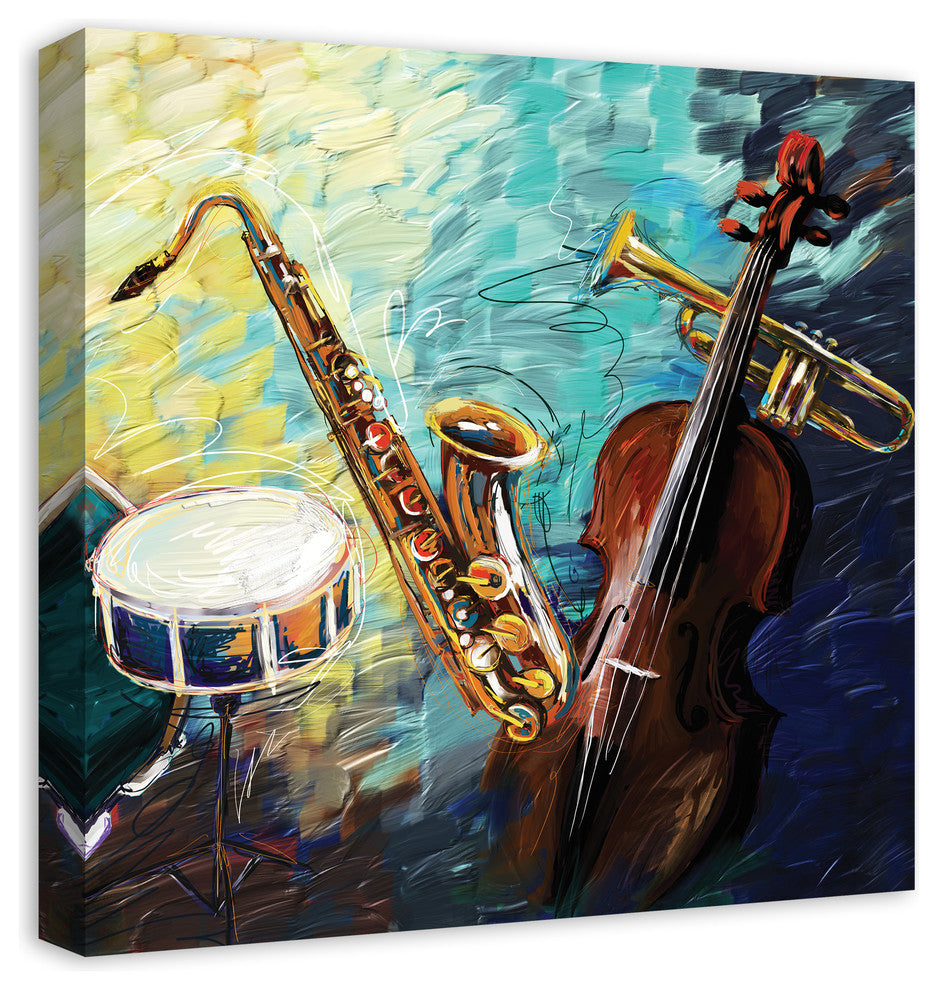 Painted Jazz Band 20"x20" Print on Canvas