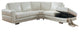 Cecile Leather Craft Sectional, Ivory White