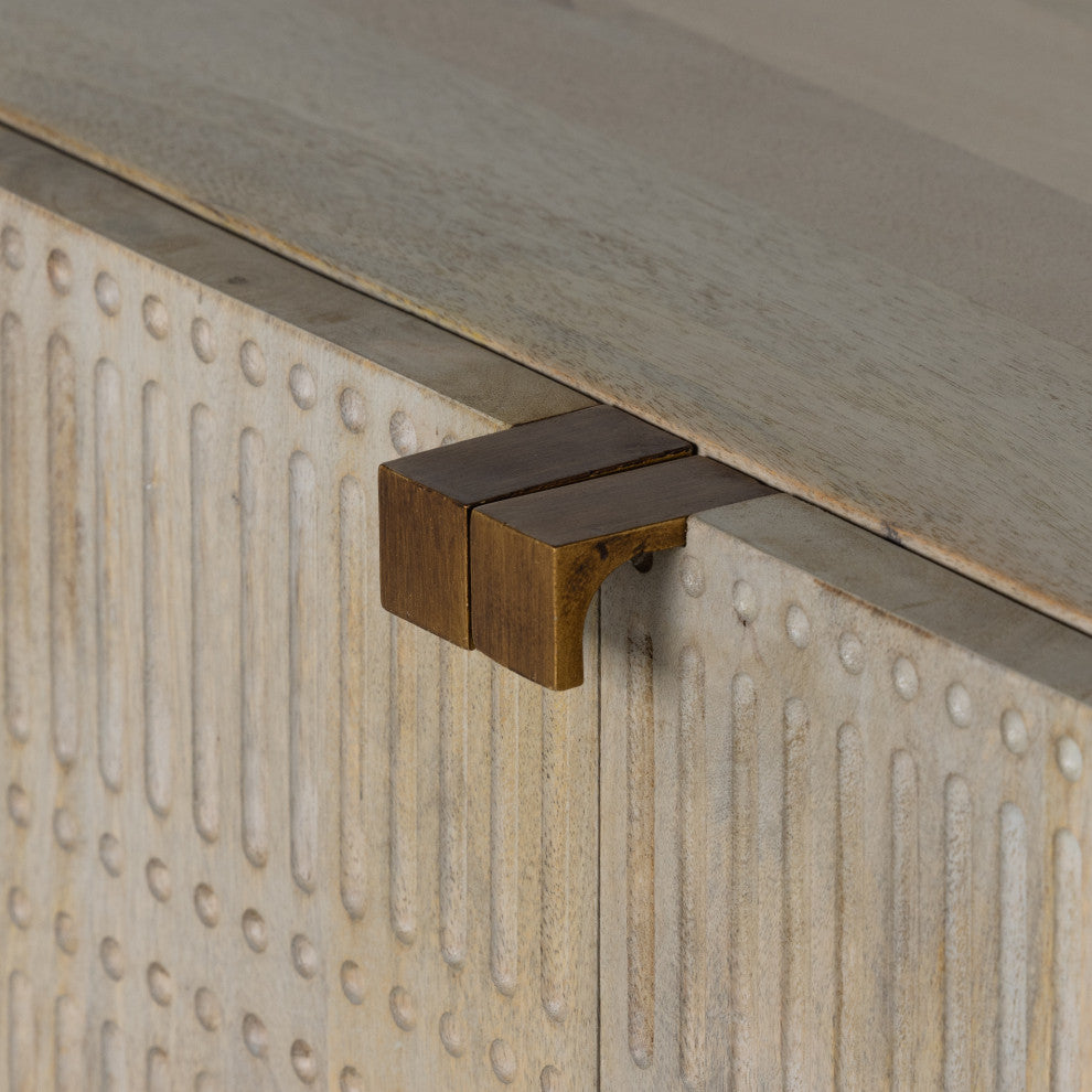 Kelby Sideboard-Light Wash Carved Mango