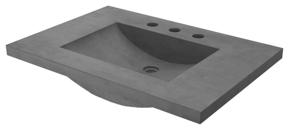 Palomar Vanity Top and Integral Sink, Slate, 30", 8" Widespread Cutout