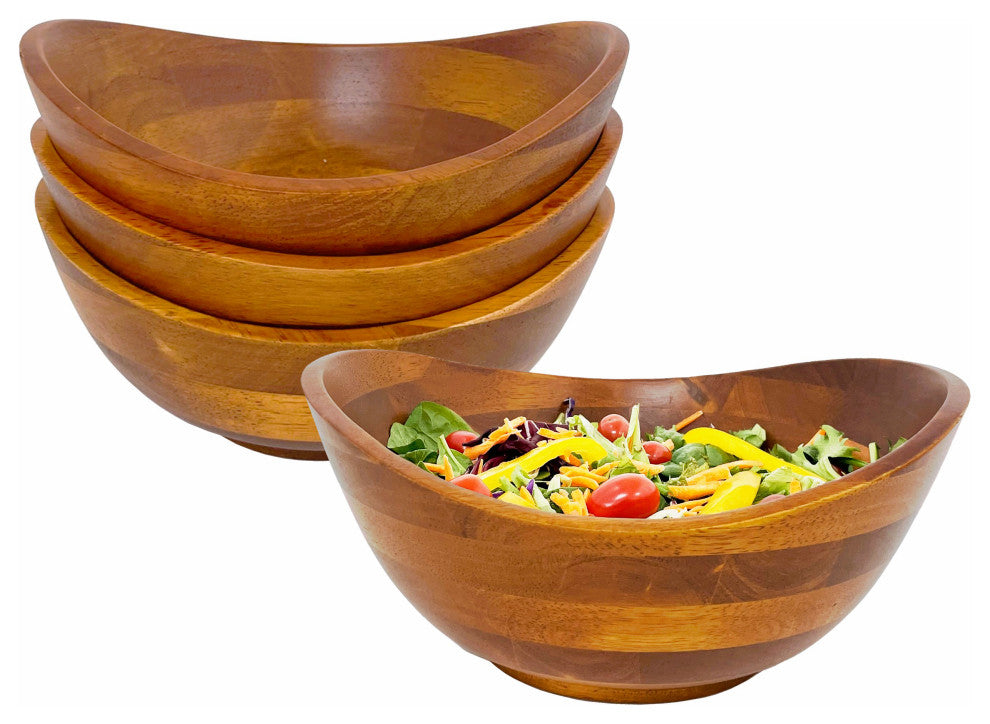 4-Piece Individual Wood Salad Bowl Set