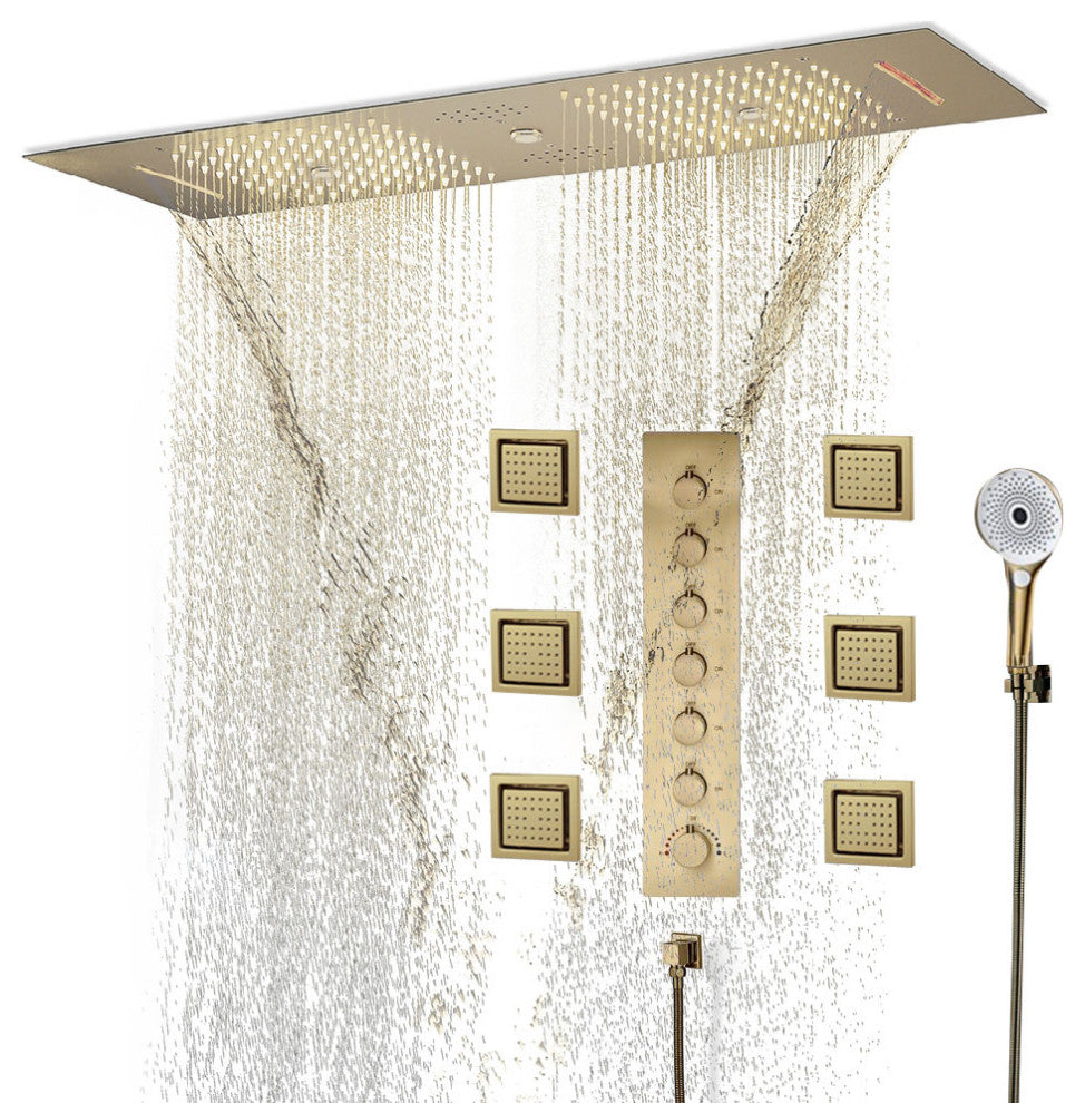 Led Column Mist Shower System, Hand Shower, Style G, Remote Control Light