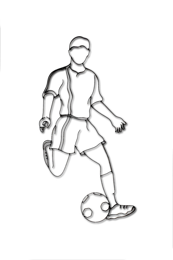 Metal Soccer Player Wall Decor and Sculpture