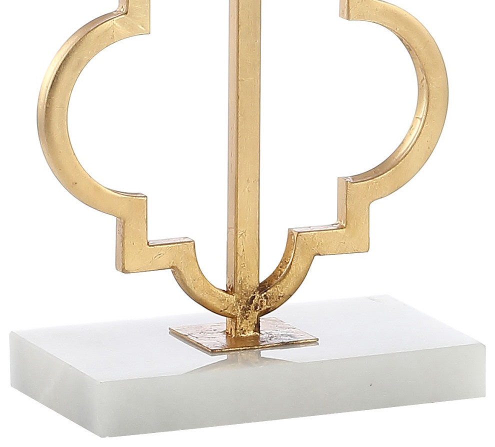 Selina 32" Iron Ogee Trellis Modern LED Table Lamp, Gold  by JONATHAN  Y